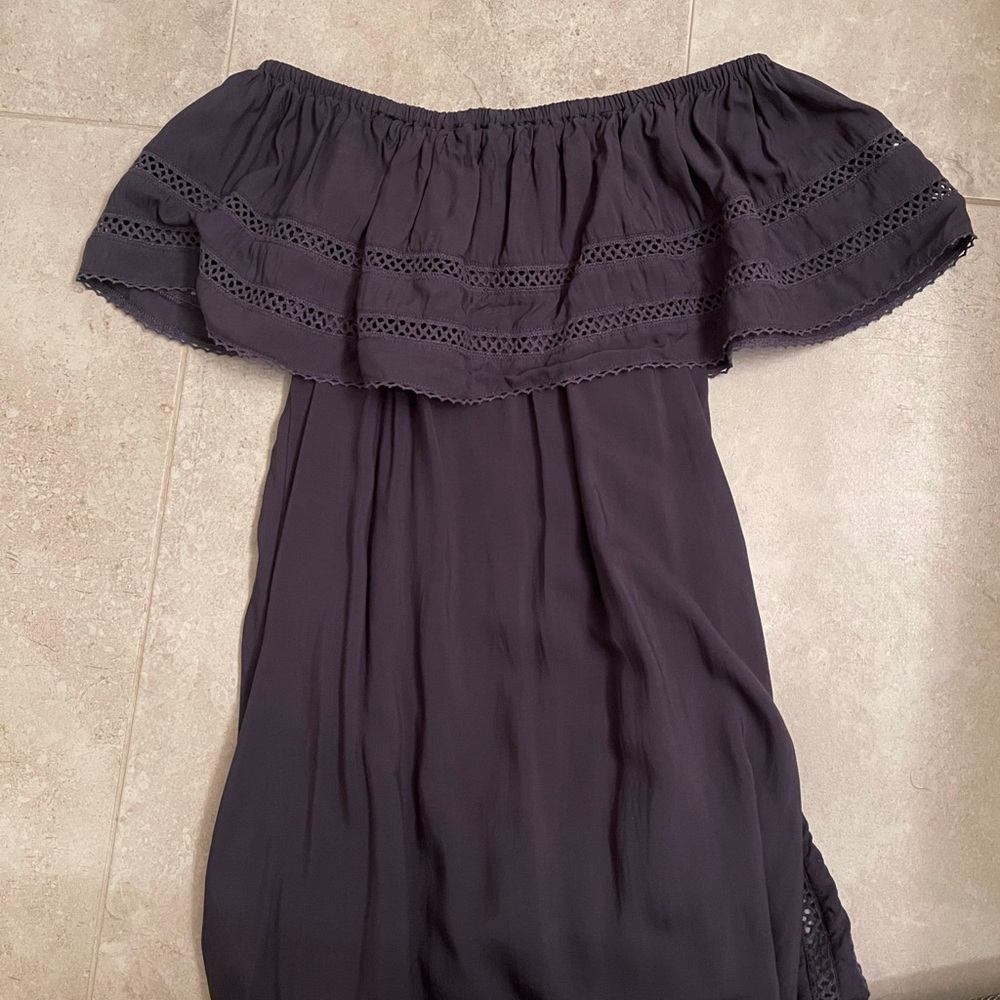 ARITZIA WILFRED NAVY EMMIE OFF THE SHOULDER DRESS